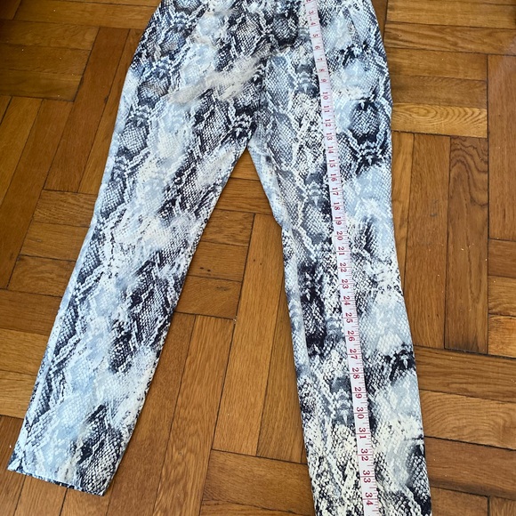 ZARA Basic Snake Print Pants XS High Waist Slim Leg Black White - Picture 5 of 9